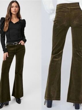 PAIGE Genevieve Corduroy Dark Brushed Olive Green Size 28